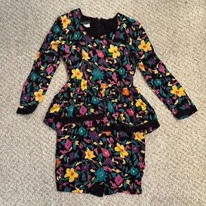 VINTAGE Carole Little Peplum Padded Shoulders Dress size 4